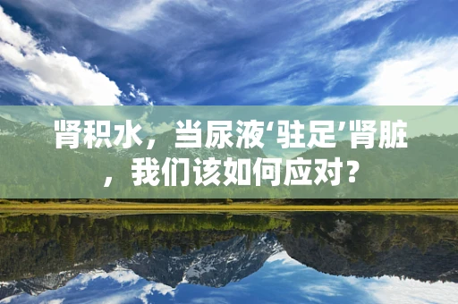 肾积水，当尿液‘驻足’肾脏，我们该如何应对？