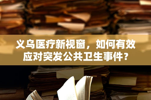义乌医疗新视窗，如何有效应对突发公共卫生事件？