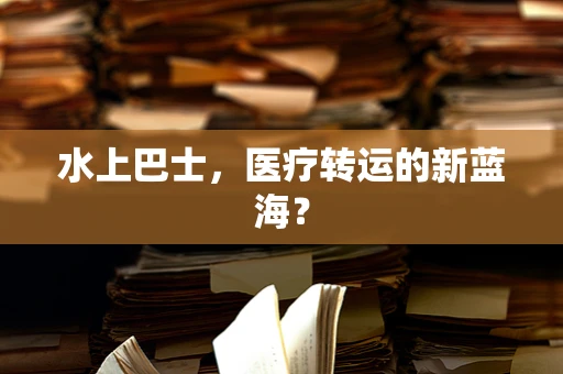 水上巴士，医疗转运的新蓝海？