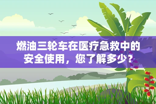 燃油三轮车在医疗急救中的安全使用，您了解多少？