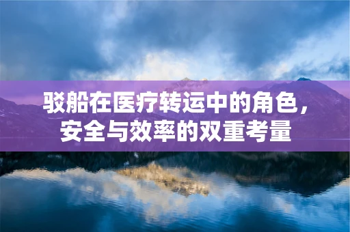 驳船在医疗转运中的角色，安全与效率的双重考量
