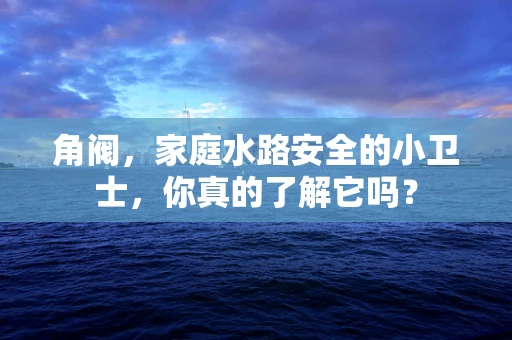 角阀，家庭水路安全的小卫士，你真的了解它吗？